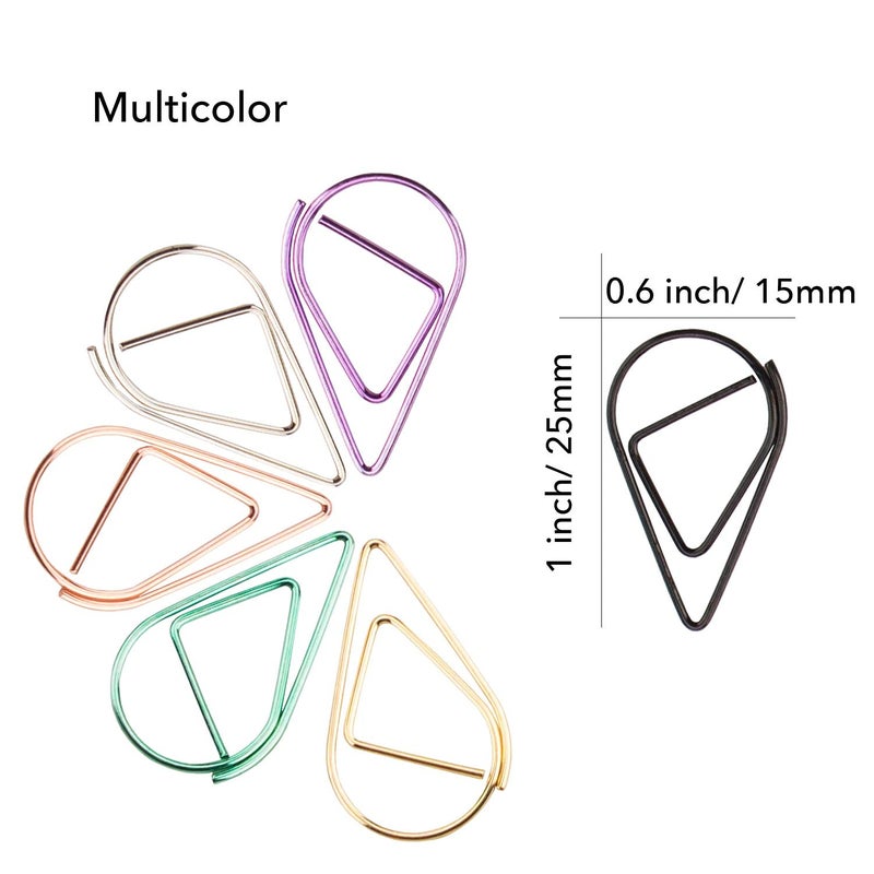 KOOTIKO Multicolor Cute Paper Clips Assorted Sizes Smooth Stainless Steel Drop-Shaped Paperclips Large and Small for Office Supplies Wedding Women Girls Kids Students, 300 Pack - Image 4